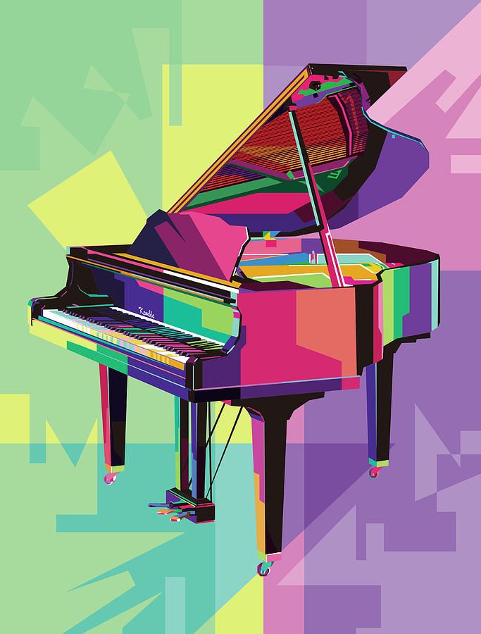 Illustration de piano à queue multicolore